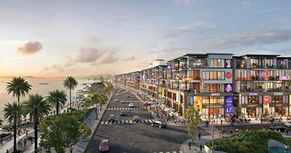 Phối cảnh các dãy shophouse ven biển Lagi New City sẽ hình thành trong tương lai.